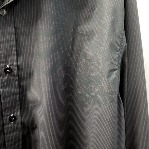 Roar Enough Excuses Tone on Tone Graphic Long Sleeve Button Up Black XL - Picture 7 of 15